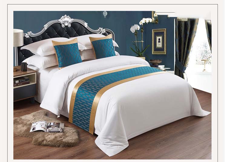 Embroidered jacquard bed end towel