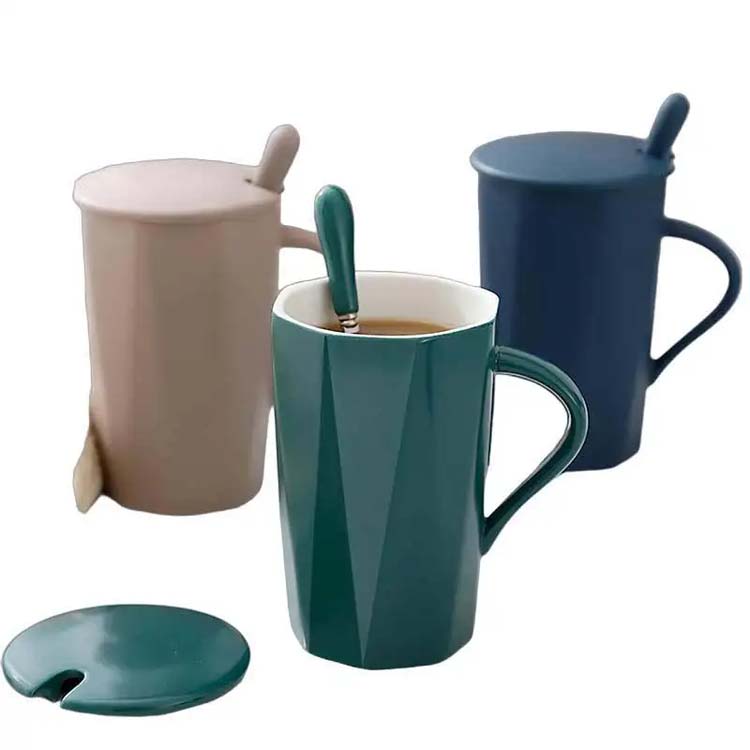High Beauty Ceramic Mug And Female Students Ceramic Mug Milk Drinking Coffee Teacup With Lid Spoon