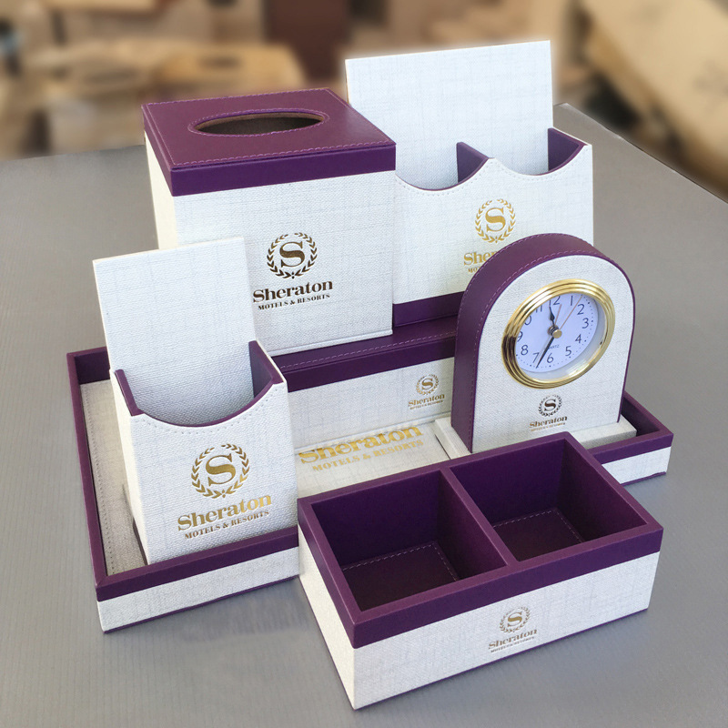 客房皮具套装服务指南本便签夹纸巾盒托盘遥控器茶叶盒