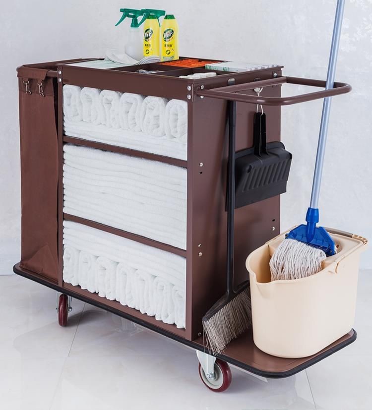 酒店客房多功能手推车带门带盖布车保洁工作车房口清洁服务推车