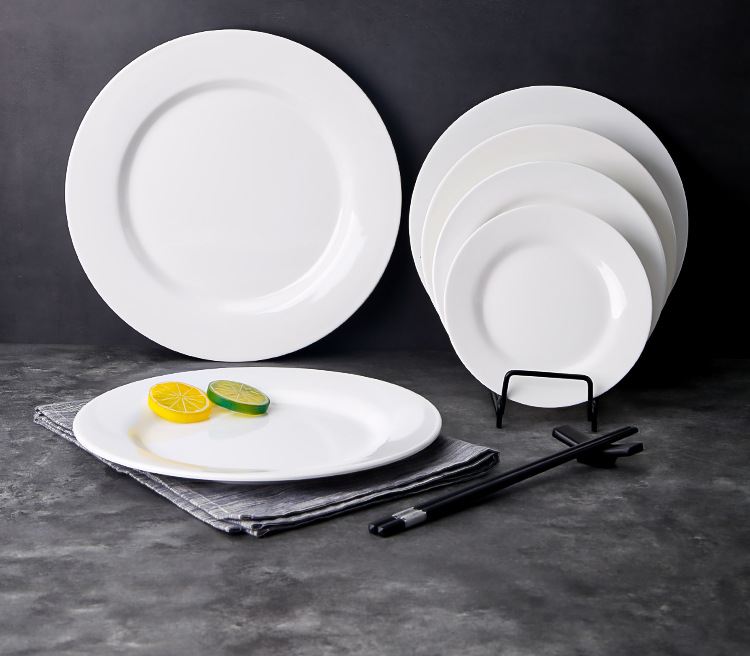 白色仿瓷密胺餐具圆盘平盘碟子圆形盘子