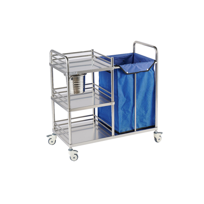 不锈钢酒店保洁收纳车静音