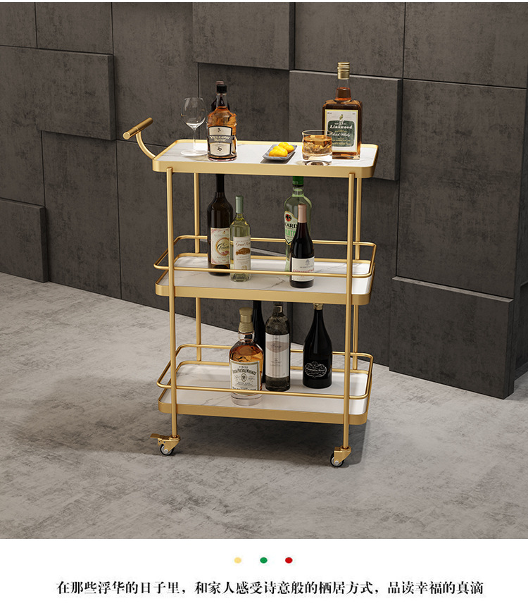 酒店餐厅高档酒水推车三层手推车蛋糕茶水车移动送餐车小推车