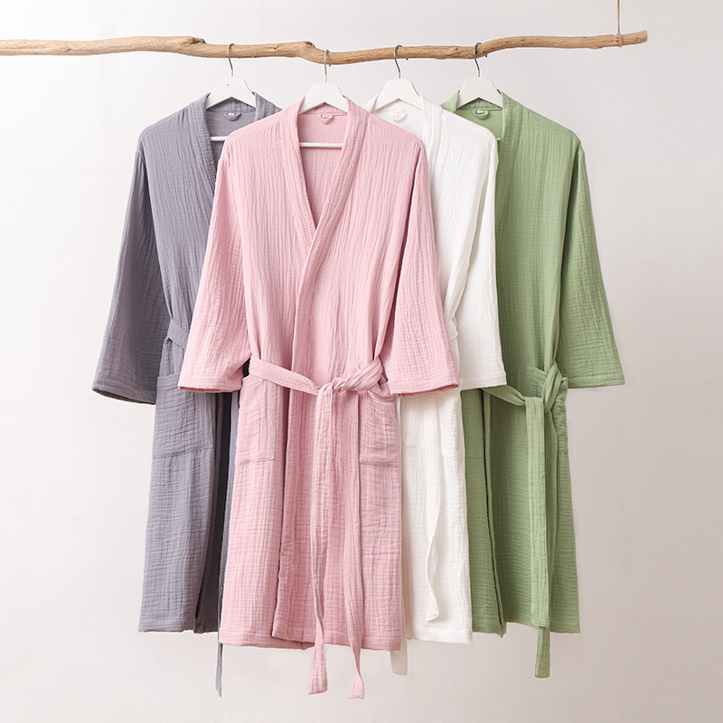 三层纱布浴袍