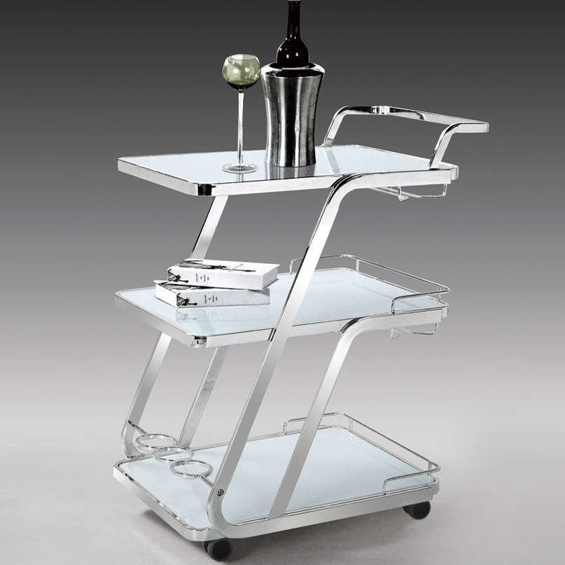 酒店用餐车三层不锈钢玻璃酒水车