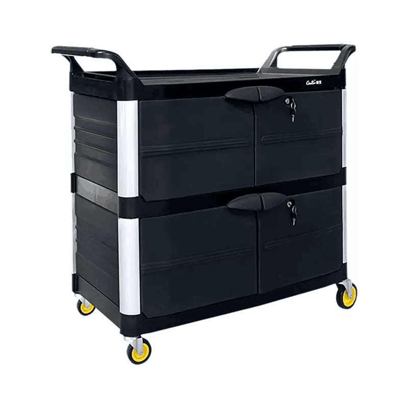 多用途三层手推车带门收餐保温车