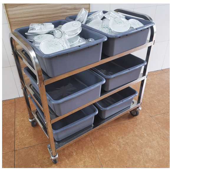 酒店餐车三层不锈钢收碗车