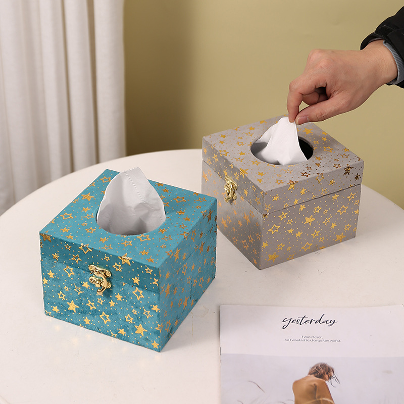 创意木质正方形纸巾盒