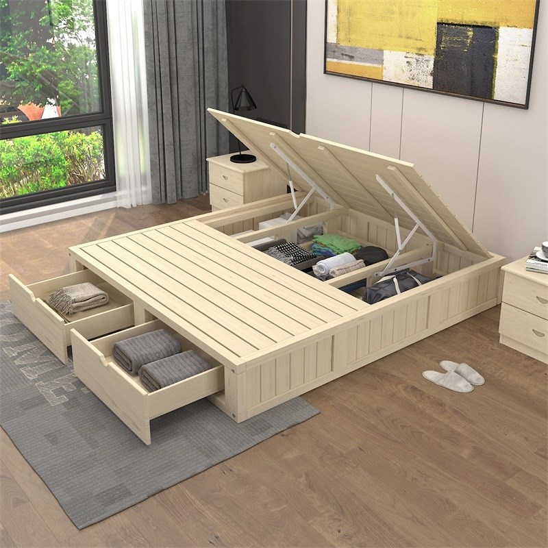 成人架床木简储物床床箱