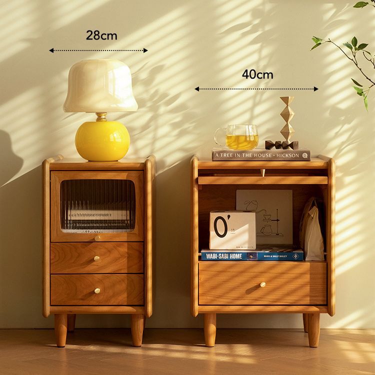 复古北欧樱桃木小筑床头柜