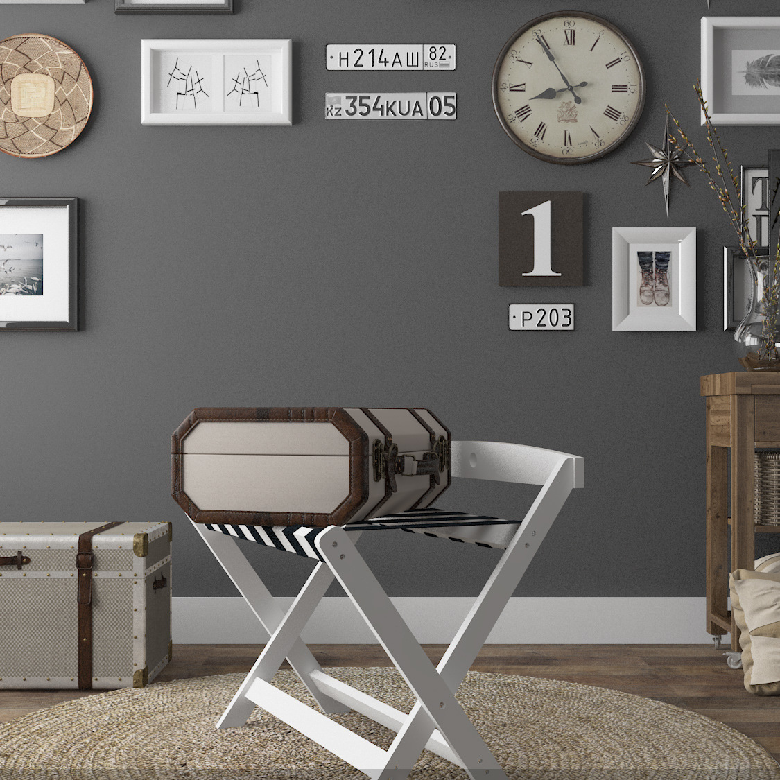 酒店家具实木行李架