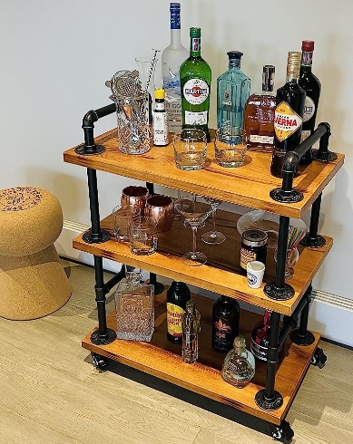 Hotel can move small push driver cart, cart, drink cup holder three floors