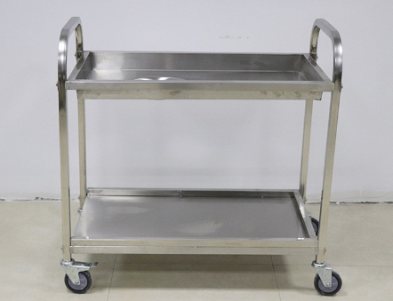 Stainless steel trolley double-layer food delivery bowl pickup Stainless steel pickup truck