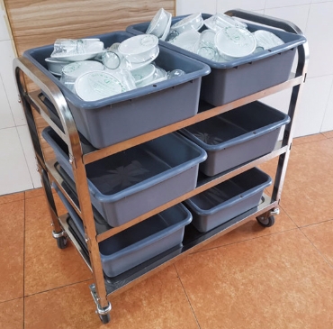 Hotel dining car three layer stainless steel bowl collection car