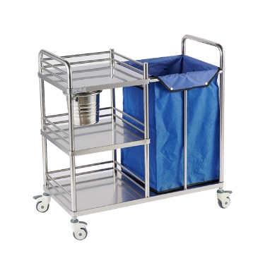 Stainless steel hotel cleaning storage car silent