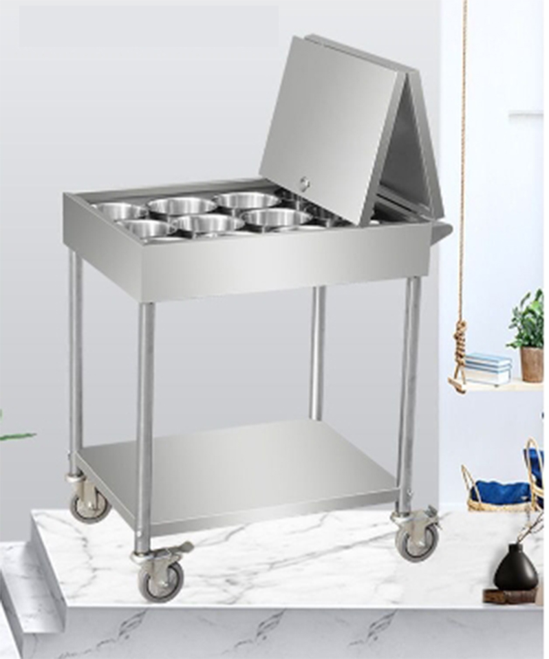 Stainless steel seasoning Hotel mobile seasoning kitchen multi-functional trolley outdoor