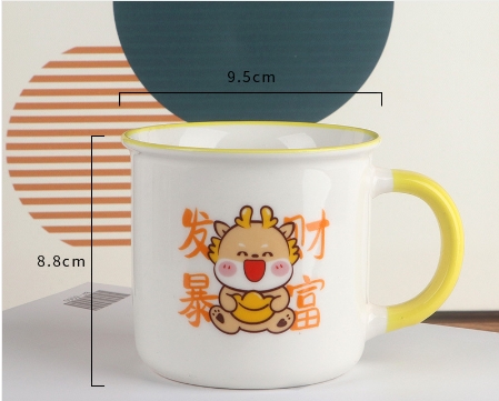 Vintage imitation enamel mug mug Dragon Year festive gift cup