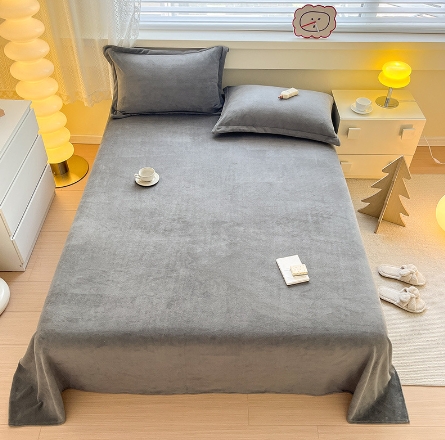 Solid color milk fleece sheet